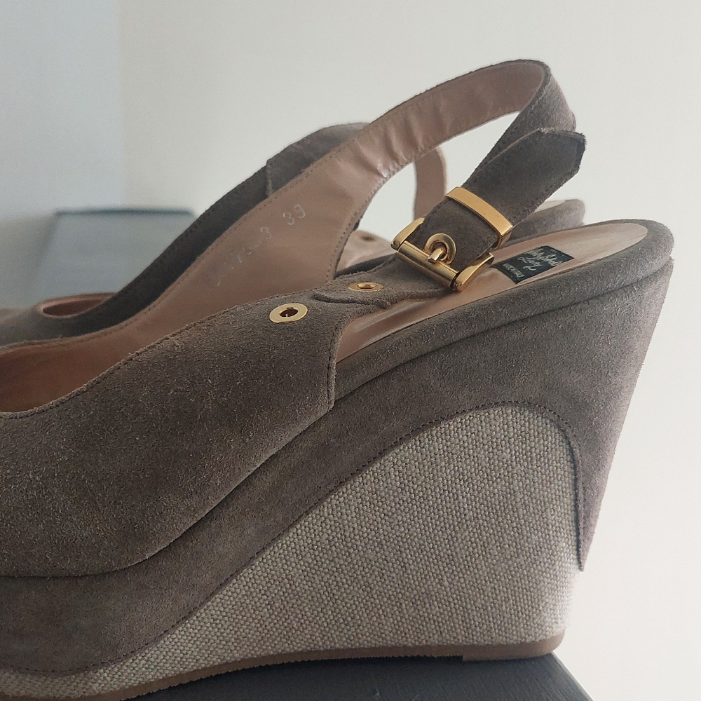 Roberto Botticelli Taupe Suede Wedges